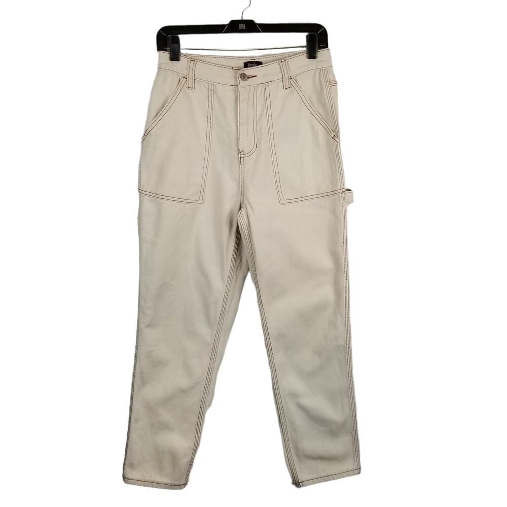 Simple Society Women's Light Tan High Rise Carpenter Jeans Size 28
